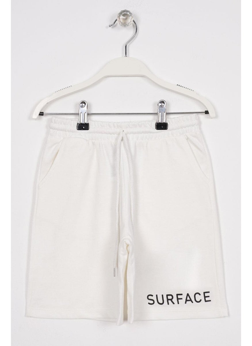 Text Printed Ecru Color Boy Capri