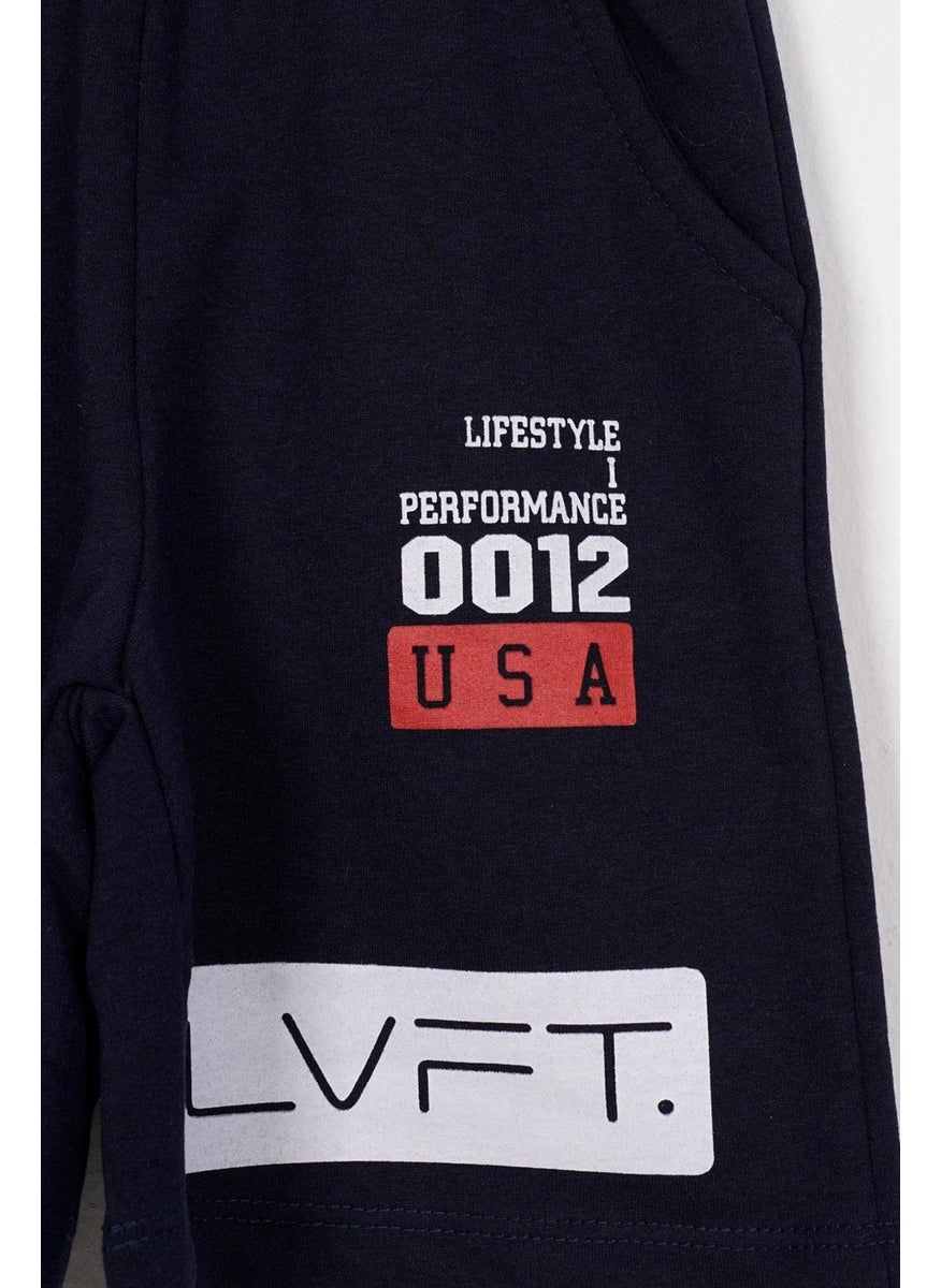 USA Printed Navy Blue Color Boy's Capri