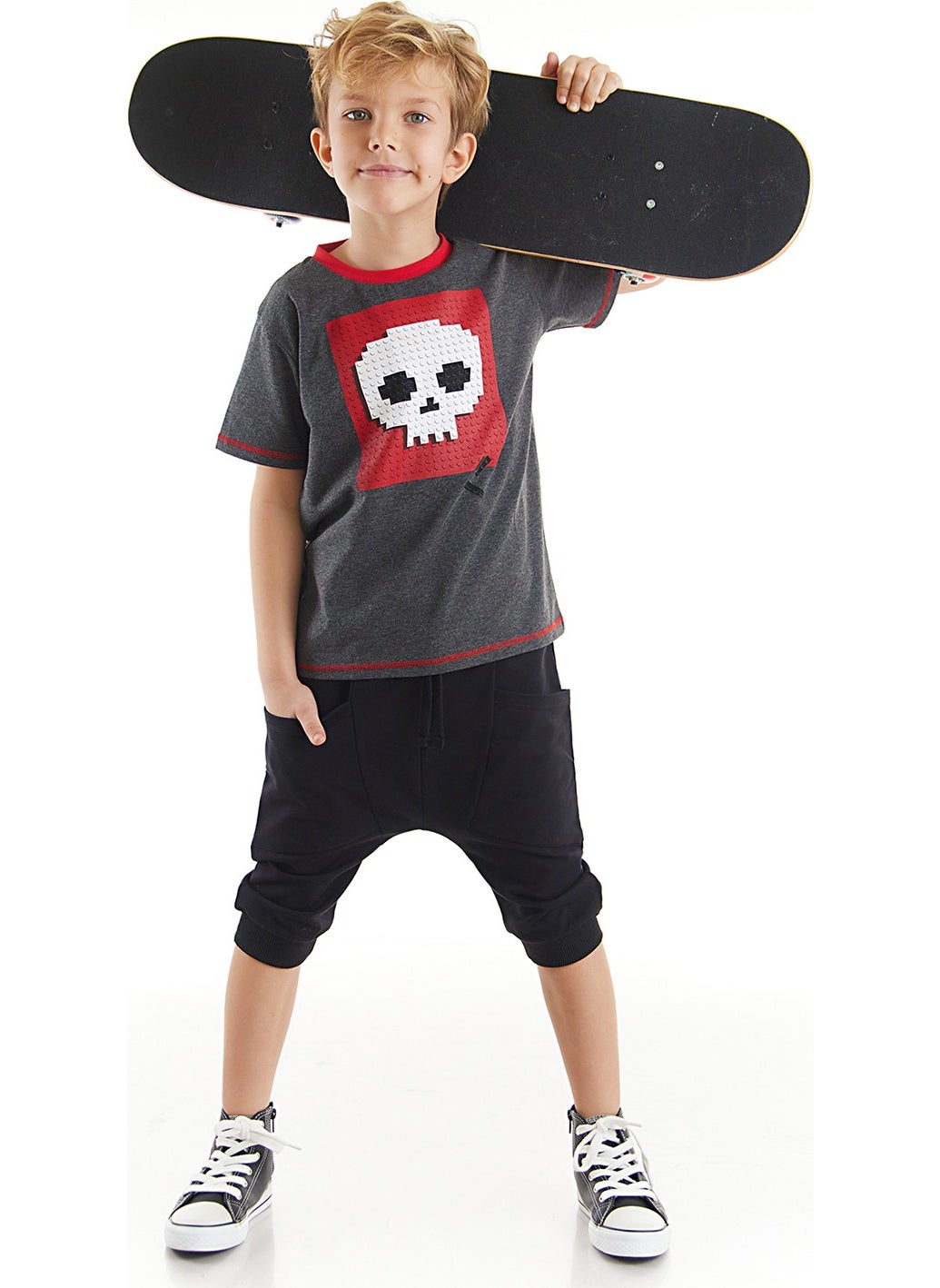 Skull Boy T-Shirt Baggy Capri Set