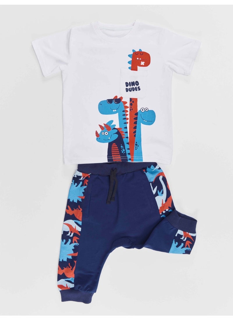 Dino Dudes Boy T-shirt Capri Shorts Set
