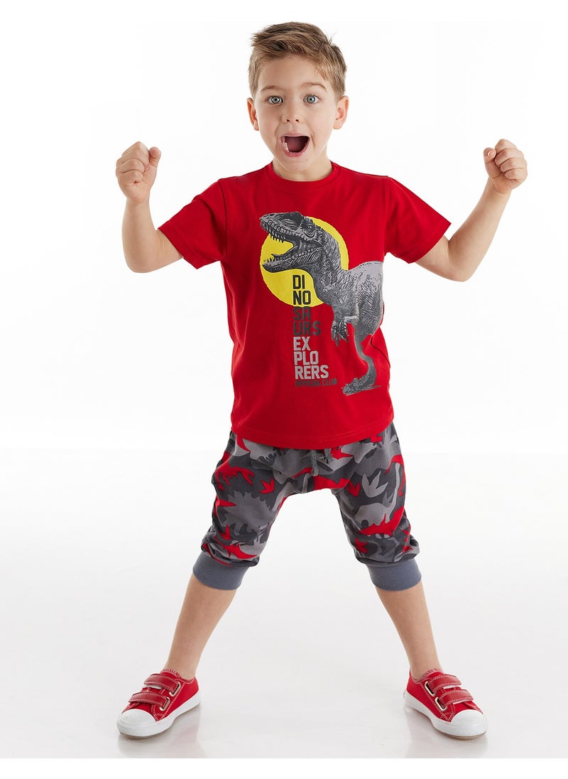 Dino Camouflage Boy T-shirt Capri Shorts Set