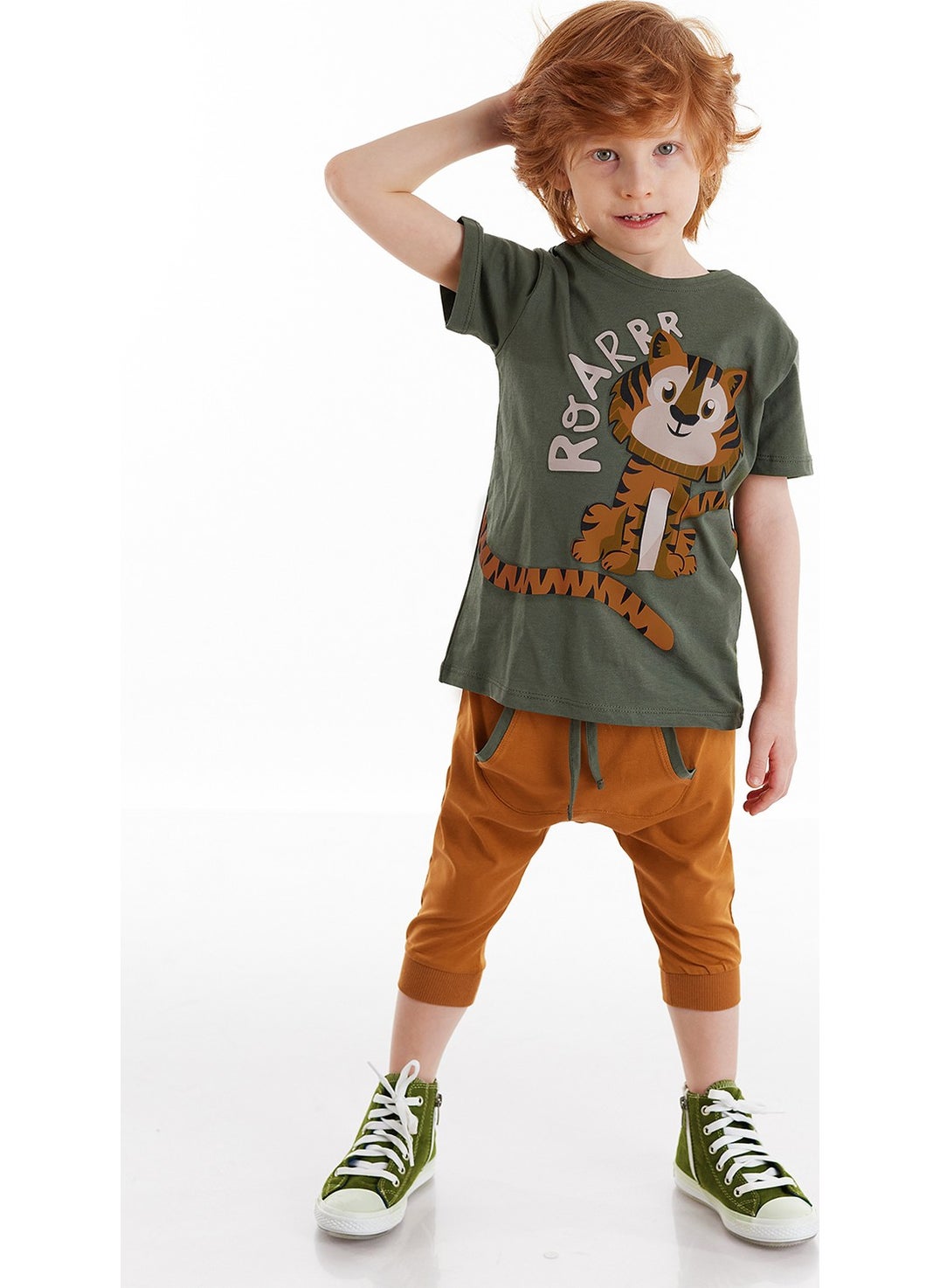 Little Tiger Boy T-shirt Capri Shorts Set