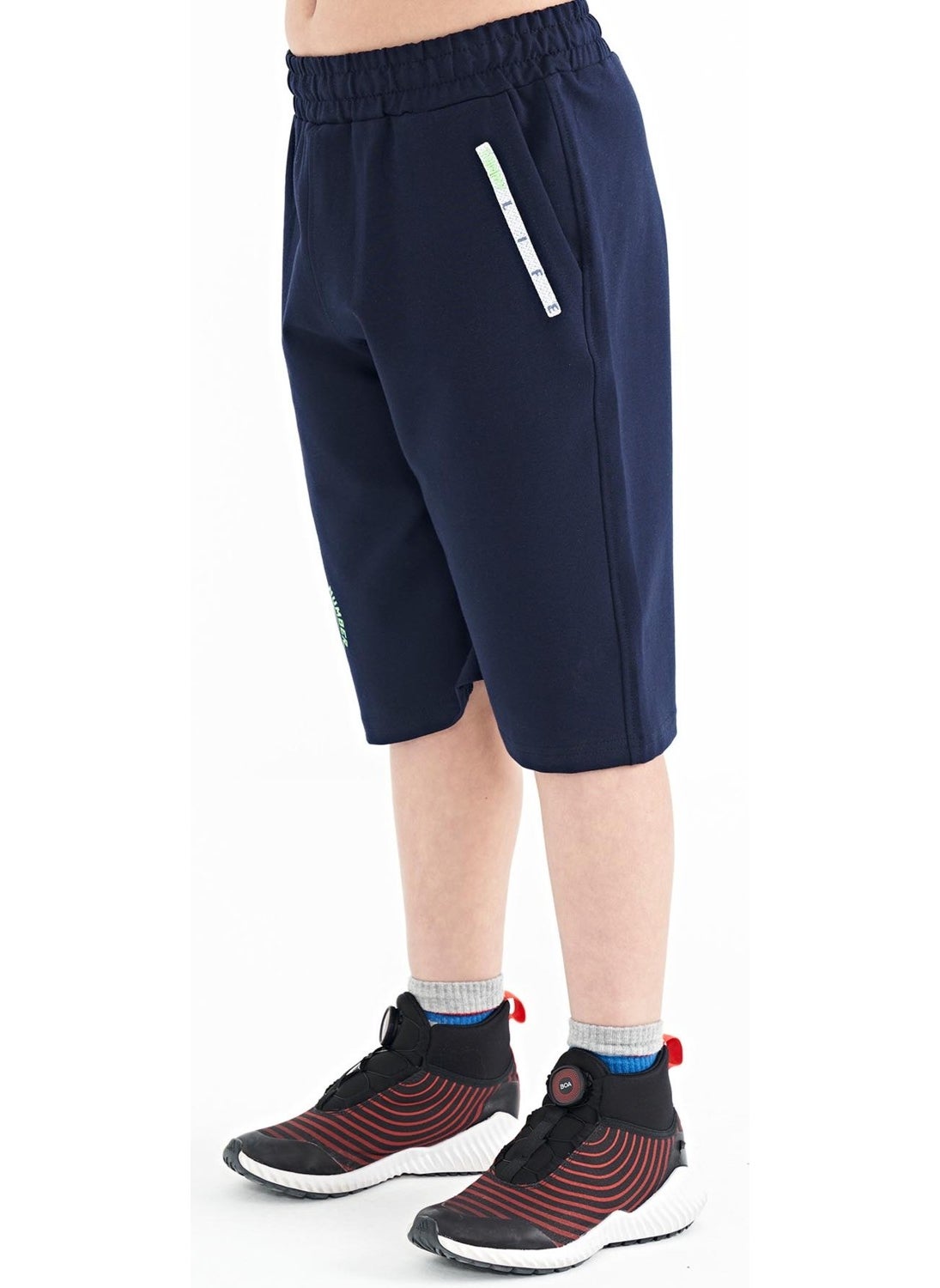 Indigo Printed Detailed Lace-Up Standard Pattern Boy Shorts - 11128