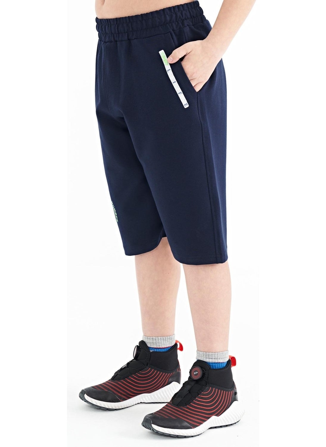 Indigo Printed Detailed Lace-Up Standard Pattern Boy Shorts - 11128