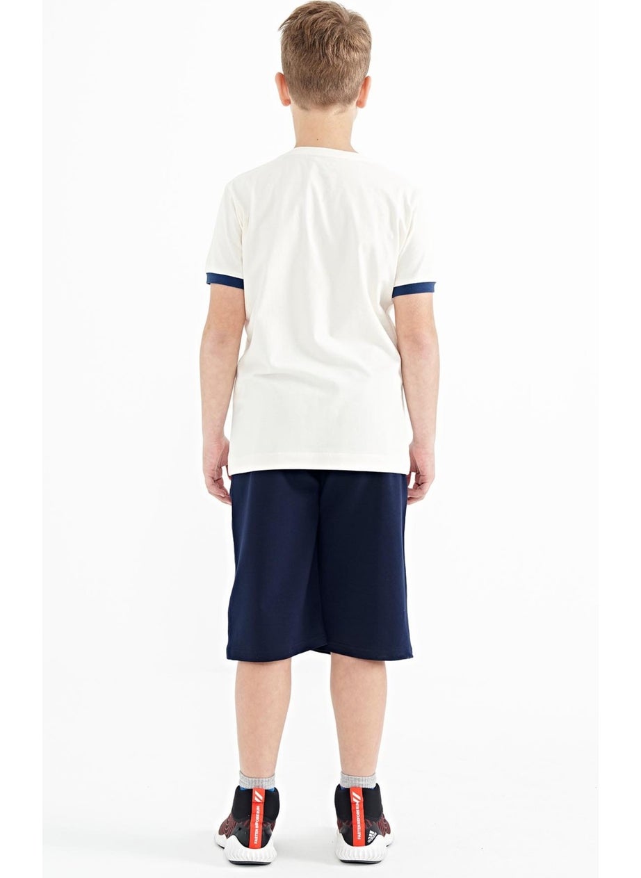 Indigo Printed Detailed Lace-Up Standard Pattern Boy Shorts - 11128