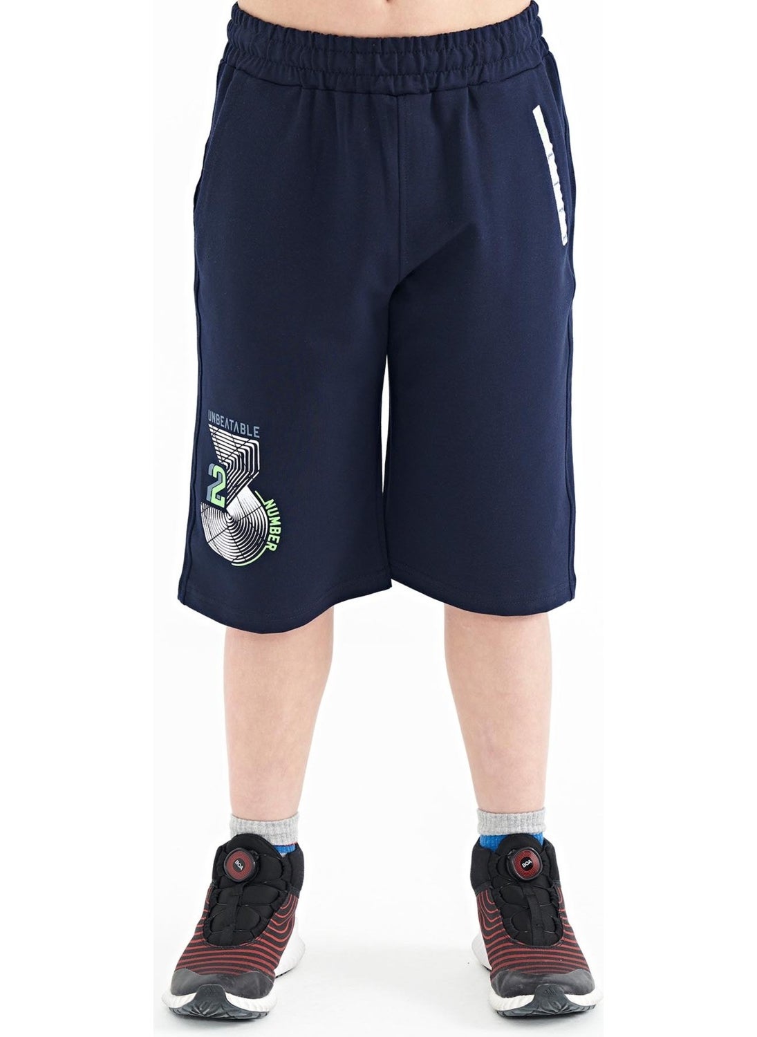Indigo Printed Detailed Lace-Up Standard Pattern Boy Shorts - 11128