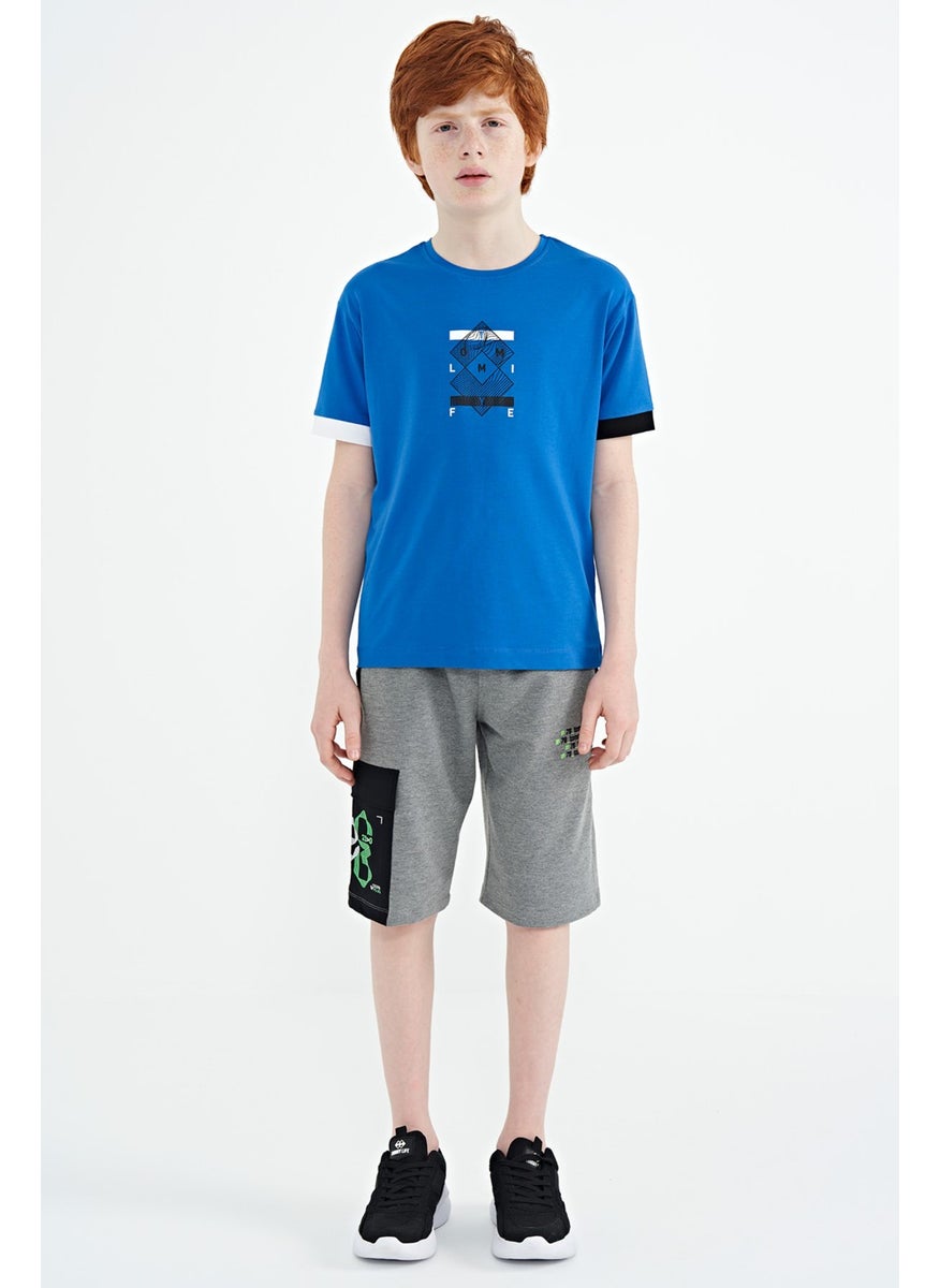 Gray Melange Side Pocket Detailed Embroidered Standard Pattern Boy Shorts - 11142