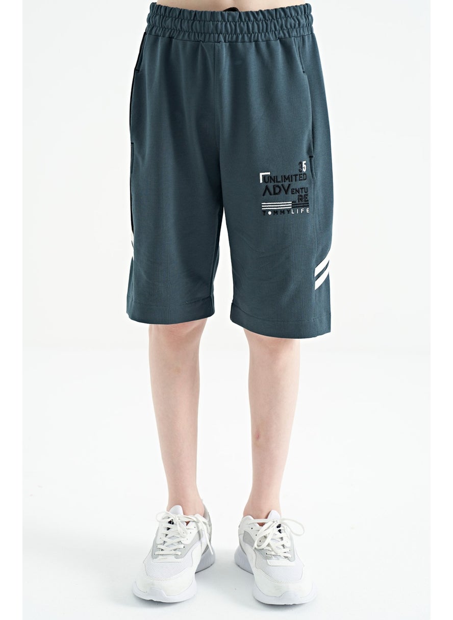 Forest Green Embroidered Lace-Up Standard Fit Boy Shorts - 11124