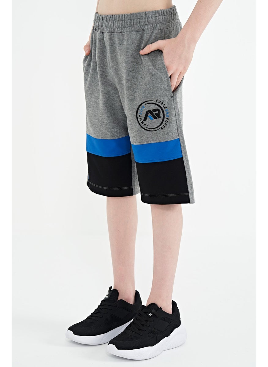 Grey Melange Color Printed Laced Embroidery Detailed Standard Pattern Boy Shorts - 11129