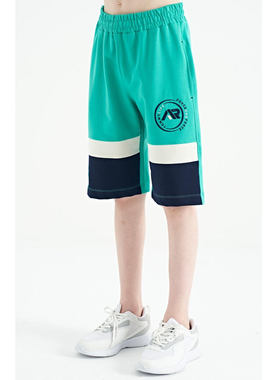 Sea Green Colored Printed Laced Embroidery Detailed Standard Pattern Boy Shorts - 11129
