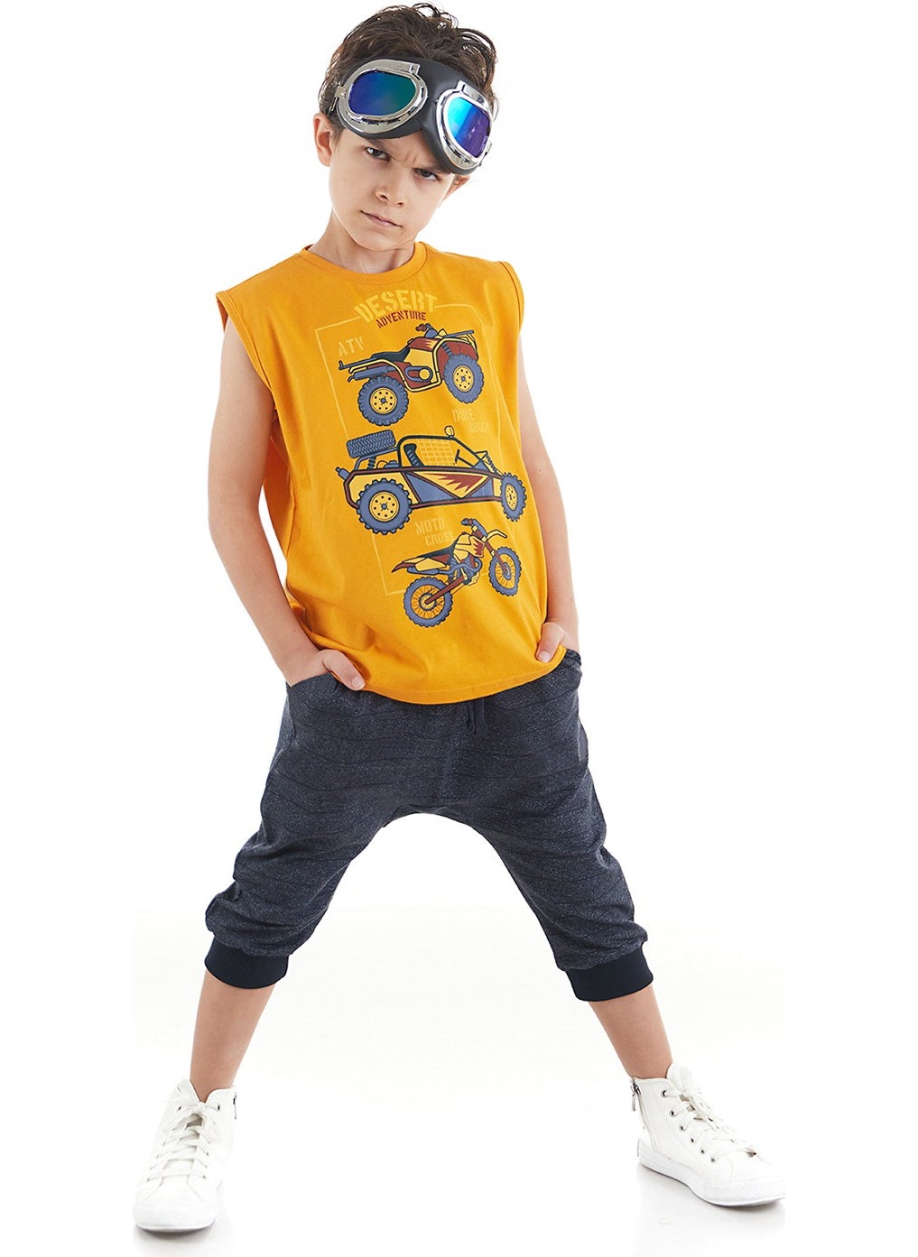 Motocross Boy T-shirt Capri Shorts Set