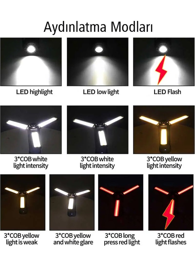 Powermaster Work Lamp 35 Watt 3 Wing Standing Camping Lamp Floodlight Lighting Suspended