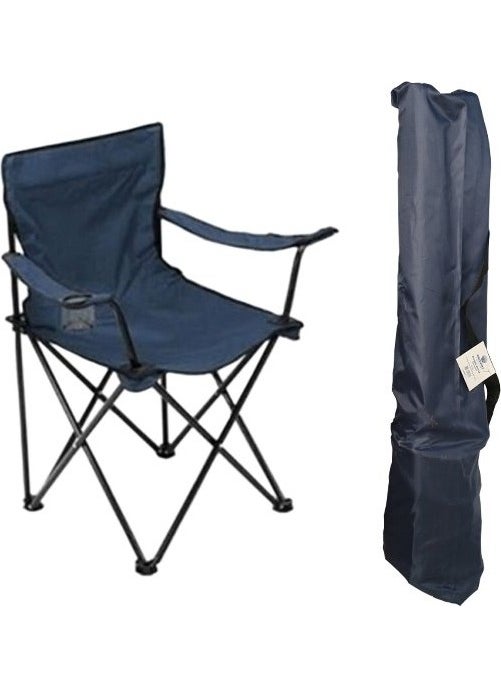 Arm Folding Camping Chair Navy Blue