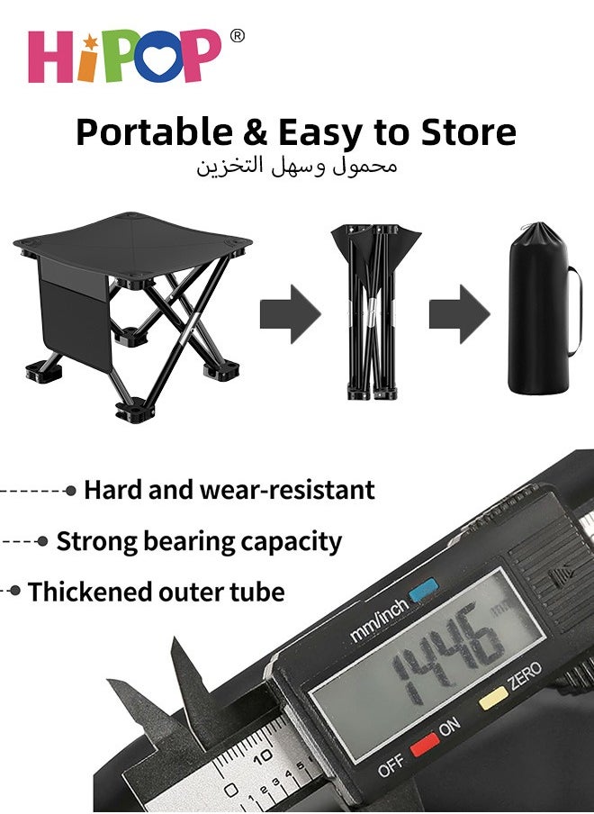 Foldable Camping Chair, Portable Camping Stool with Side Pocket, Lightweight, Anti-Slip, Waterproof Camping Stool for Picnic, Fishing, Hiking, and Outdoor