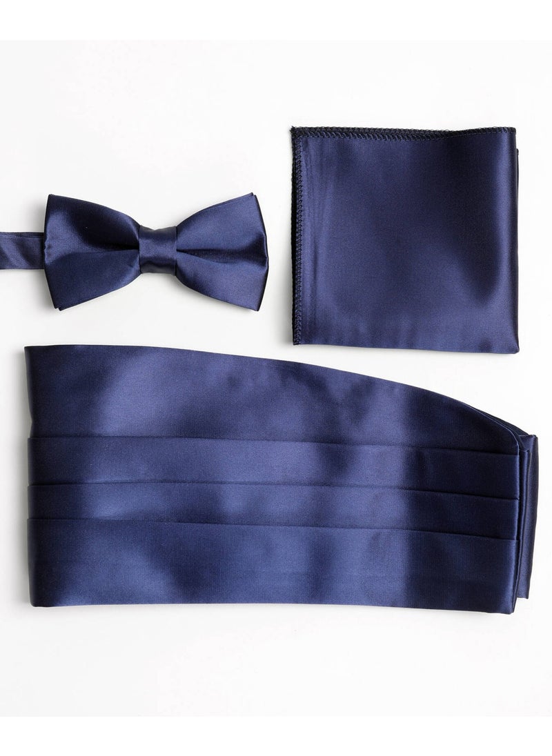 Navy Blue Bow Tie Belt Set