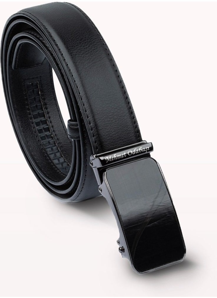 5550 Genuine Leather Mechanism Wallet & Artificial Mechanism Belt Men's Set