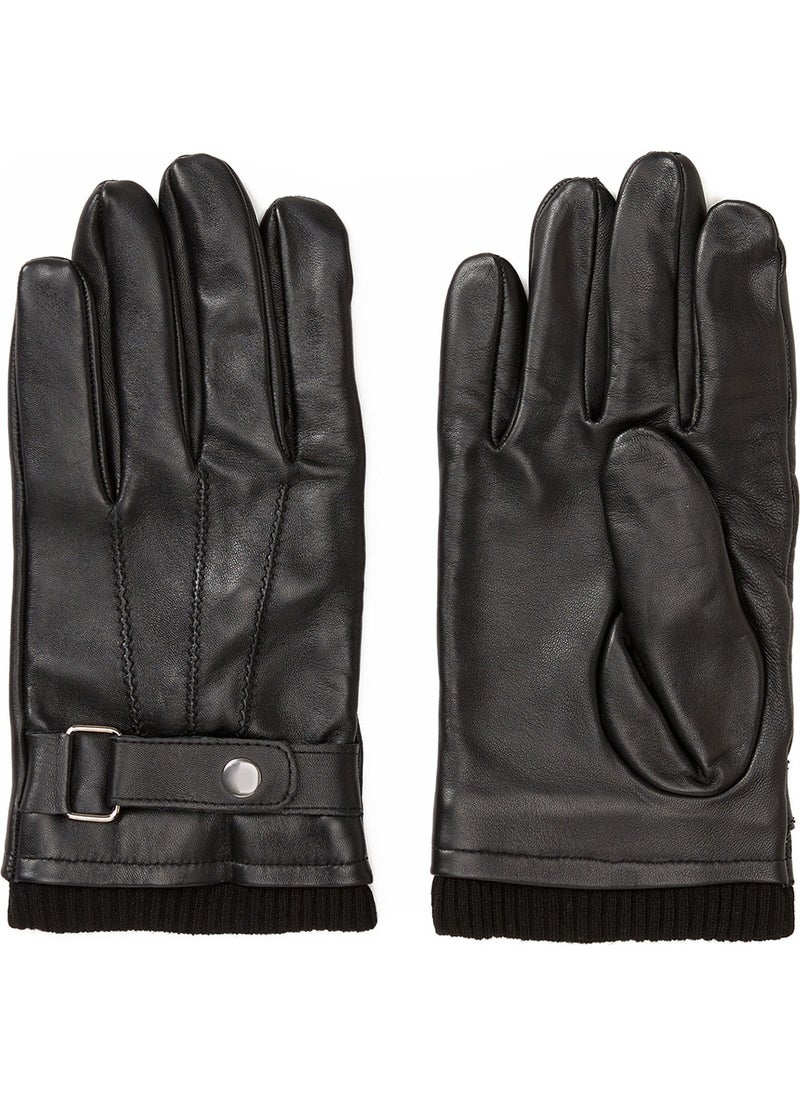 Black Men's Leather Gloves