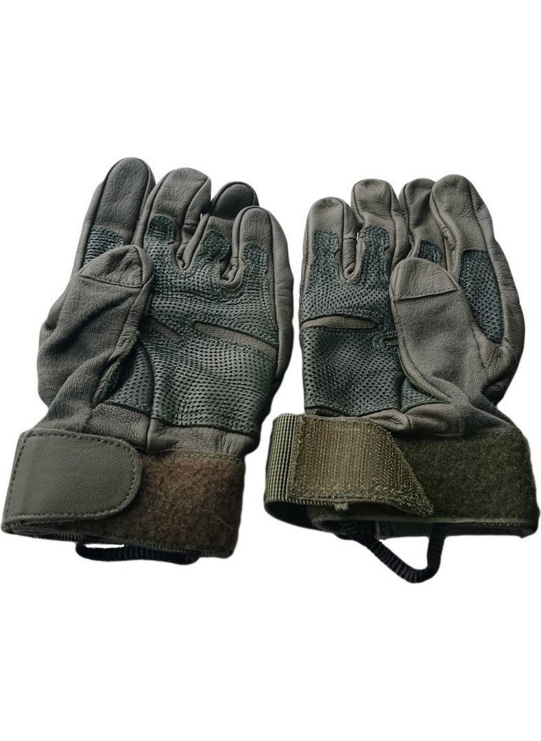 Green Leather Gloves S