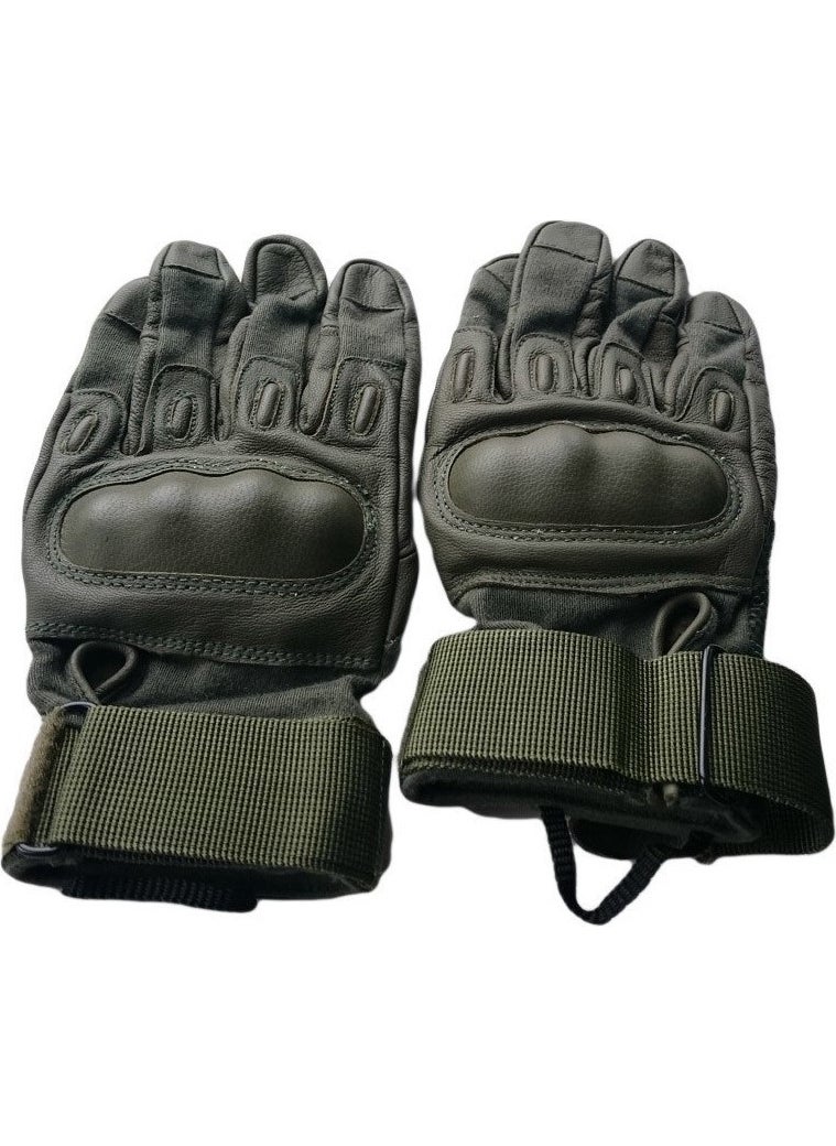 Green Leather Gloves S