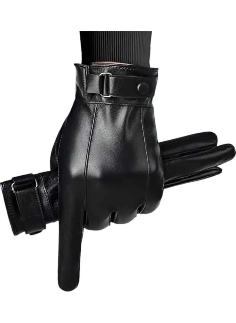 Men's Water and Windproof Vegan Leather Thermal Gloves Men's Gloves