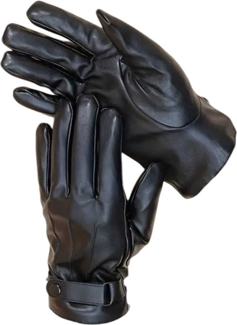 Men's Vegan Leather Water and Windproof Thermal Gloves Men's Gloves