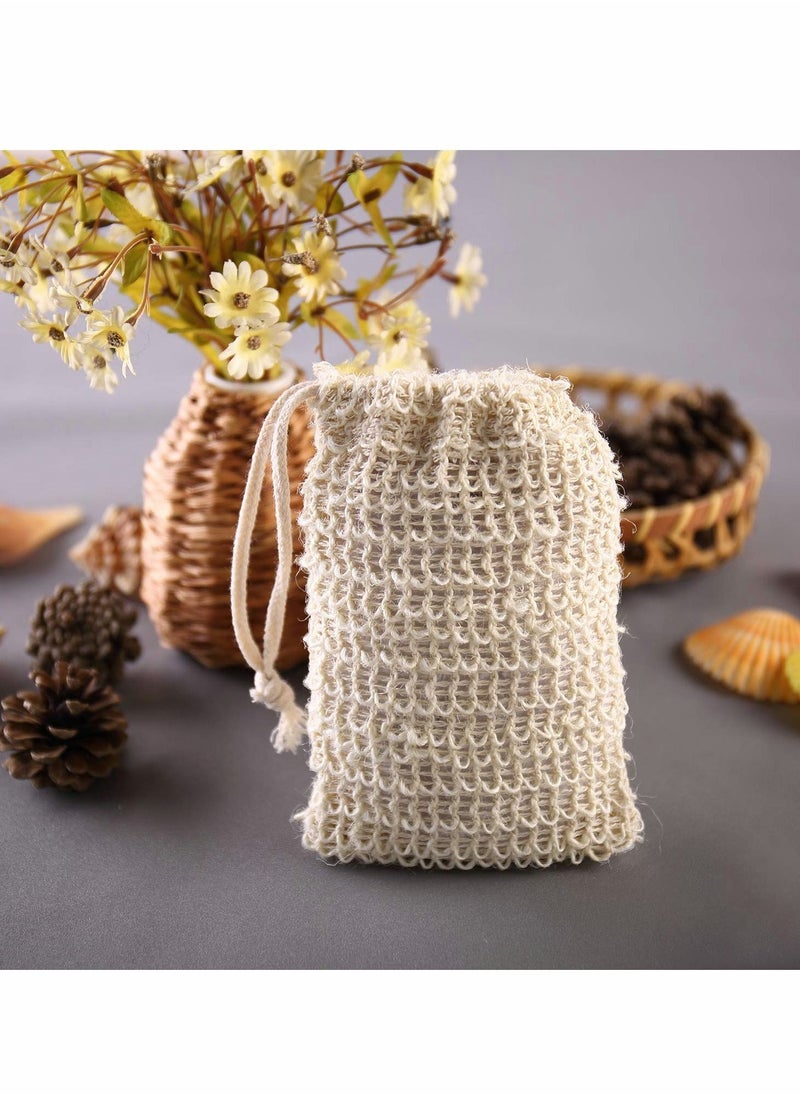 Soap Exfoliating Bag, 20 Pack Pouch Saver Natural Ramie Bag Hand Made Mesh Bags with Drawstring for Bath & Shower Use