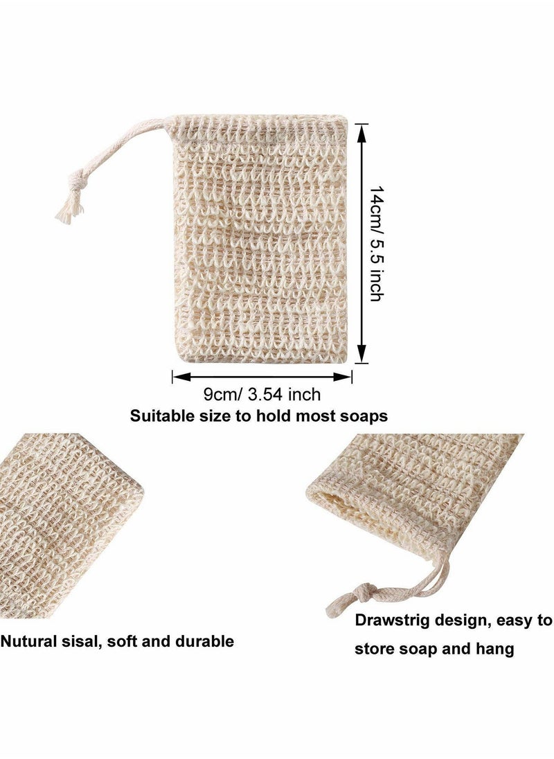 Soap Exfoliating Bag, 20 Pack Pouch Saver Natural Ramie Bag Hand Made Mesh Bags with Drawstring for Bath & Shower Use