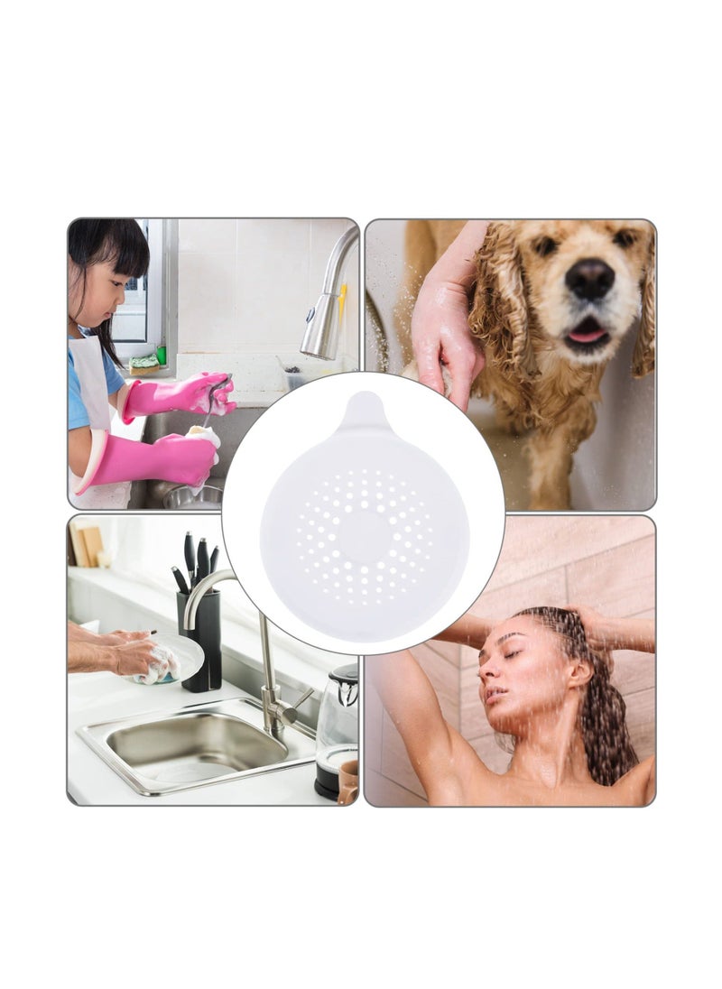 Shower Drain Hair Catcher, 4 Pcs Silicone Protector, Sink Strainer with Suction Cups Trap, Plug Trap Filter Covers for Sinks Bathroom, Bathtub, Kitchen