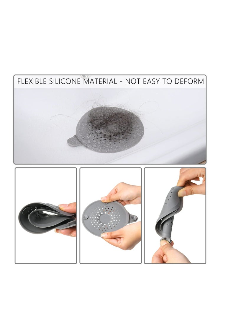 Shower Drain Hair Catcher, 4 Pcs Silicone Protector, Sink Strainer with Suction Cups Trap, Plug Trap Filter Covers for Sinks Bathroom, Bathtub, Kitchen