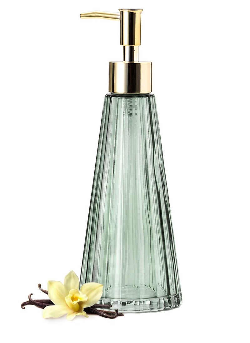 Vintage Elegant Glass Soap Dispenser Liquid Sanitizer Shampoo Bottle with Pump, Rustic Farmhouse Decor Crystal Hand for Kitchen Sink Bathroom Accessories