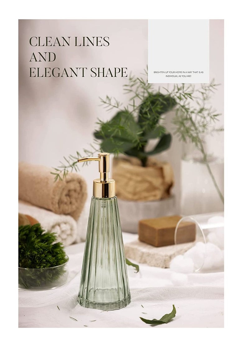 Vintage Elegant Glass Soap Dispenser Liquid Sanitizer Shampoo Bottle with Pump, Rustic Farmhouse Decor Crystal Hand for Kitchen Sink Bathroom Accessories