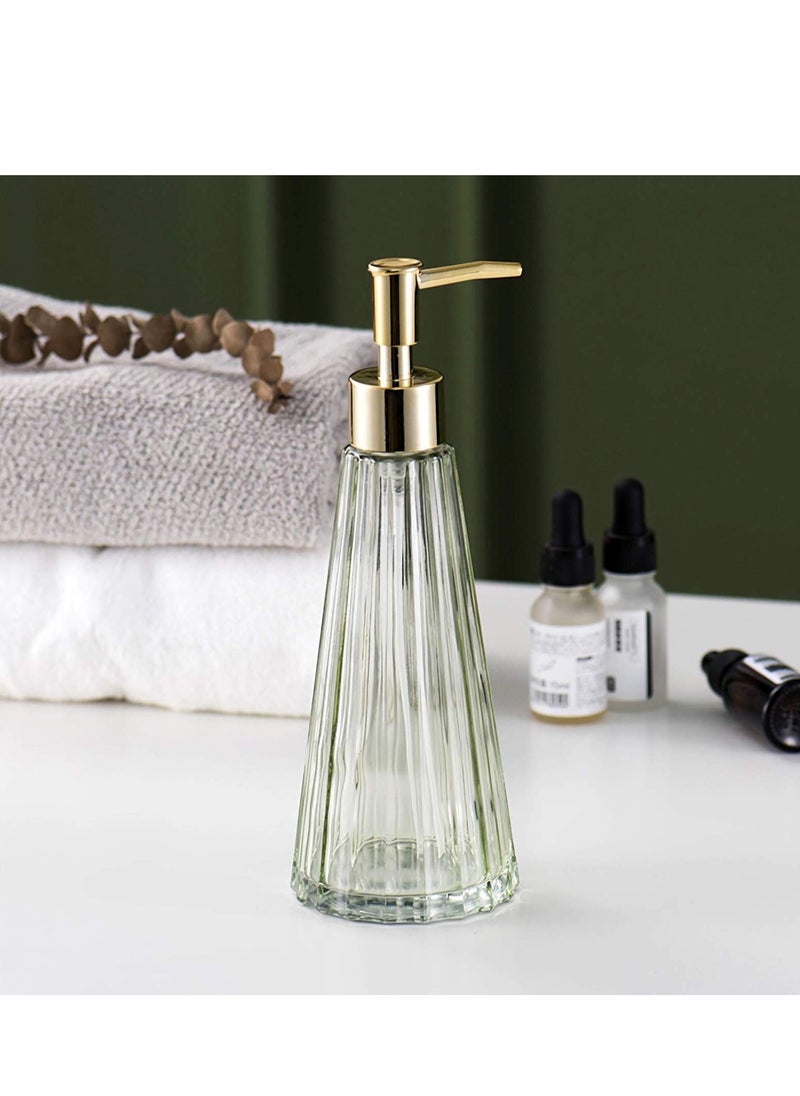 Vintage Elegant Glass Soap Dispenser Liquid Sanitizer Shampoo Bottle with Pump, Rustic Farmhouse Decor Crystal Hand for Kitchen Sink Bathroom Accessories