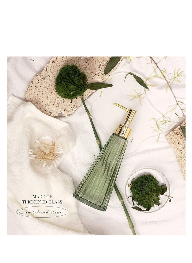 Vintage Elegant Glass Soap Dispenser Liquid Sanitizer Shampoo Bottle with Pump, Rustic Farmhouse Decor Crystal Hand for Kitchen Sink Bathroom Accessories