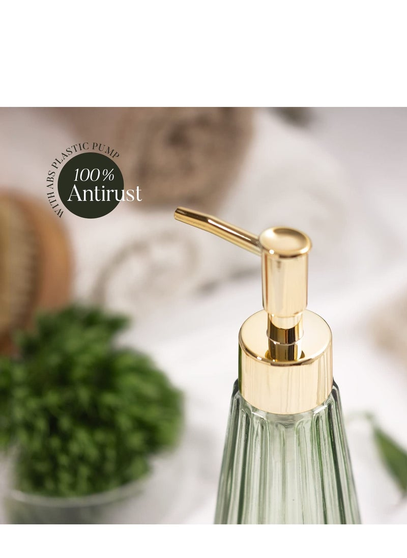 Vintage Elegant Glass Soap Dispenser Liquid Sanitizer Shampoo Bottle with Pump, Rustic Farmhouse Decor Crystal Hand for Kitchen Sink Bathroom Accessories