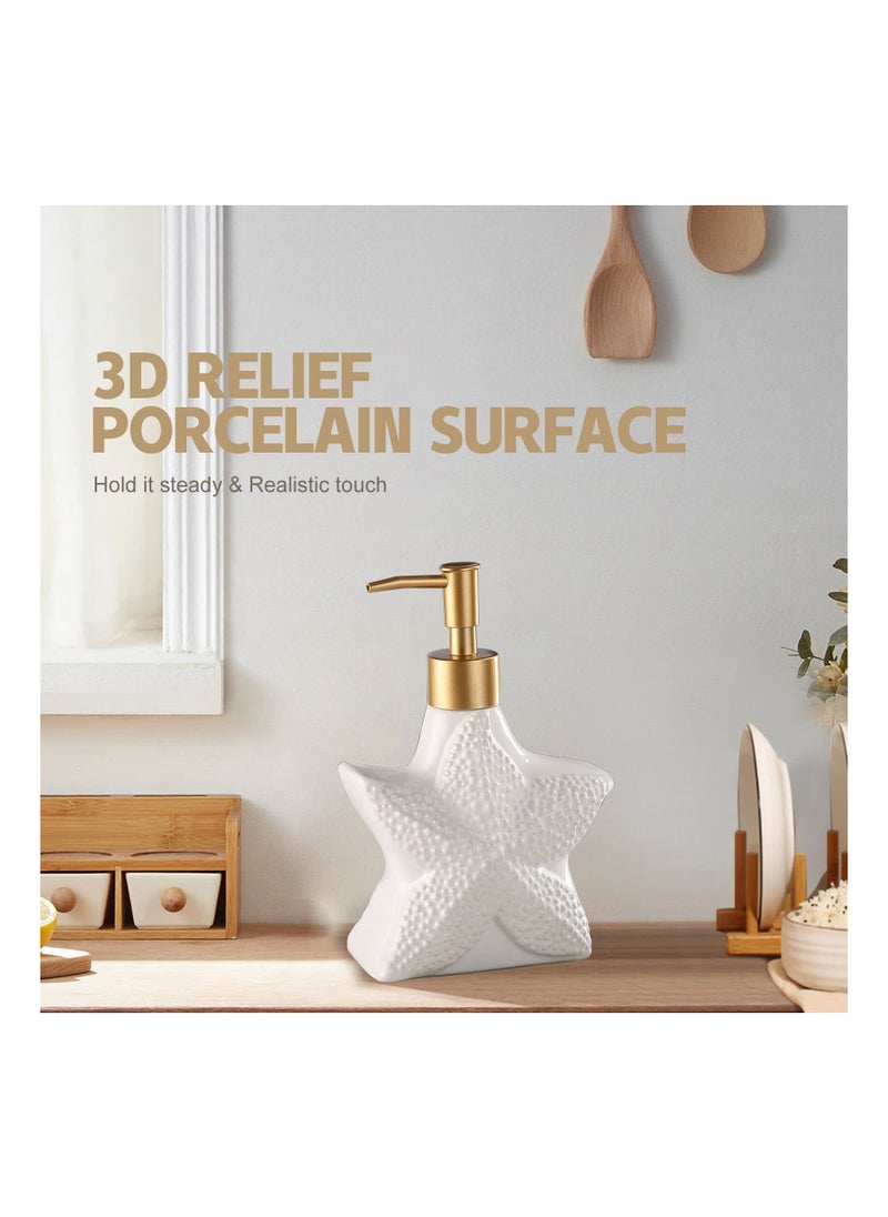 12 oz Classic Marble Ceramic Soap Dispenser for Kitchen and Bathroom, Pump Lotion Hand Soap, Dish Essential Oil,