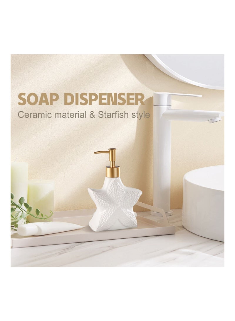 12 oz Classic Marble Ceramic Soap Dispenser for Kitchen and Bathroom, Pump Lotion Hand Soap, Dish Essential Oil,