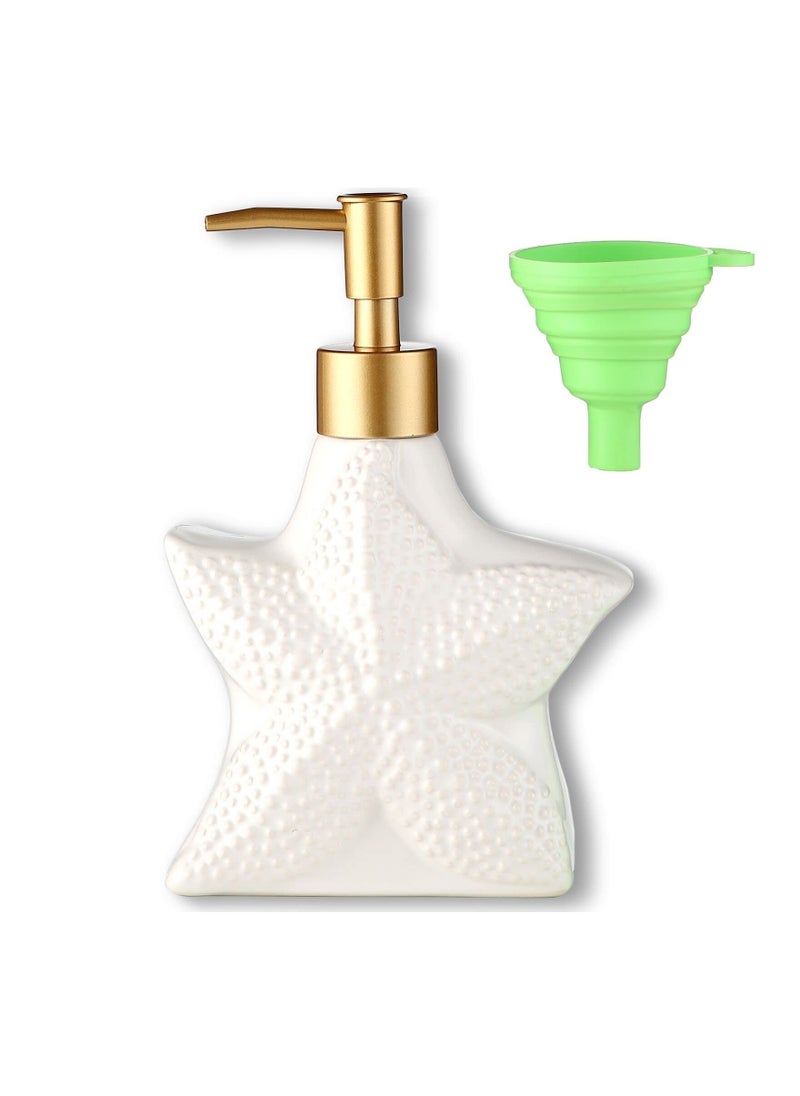 12 oz Classic Marble Ceramic Soap Dispenser for Kitchen and Bathroom, Pump Lotion Hand Soap, Dish Essential Oil,