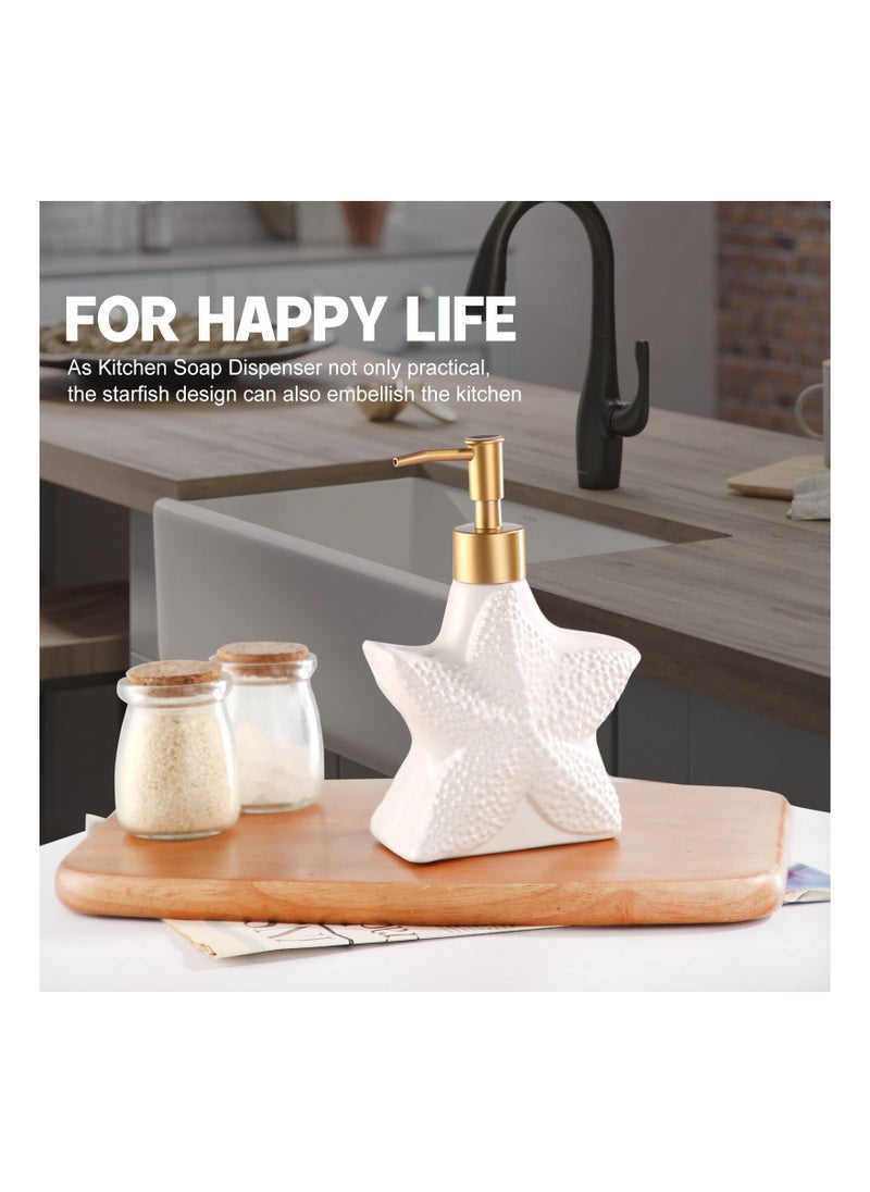 12 oz Classic Marble Ceramic Soap Dispenser for Kitchen and Bathroom, Pump Lotion Hand Soap, Dish Essential Oil,