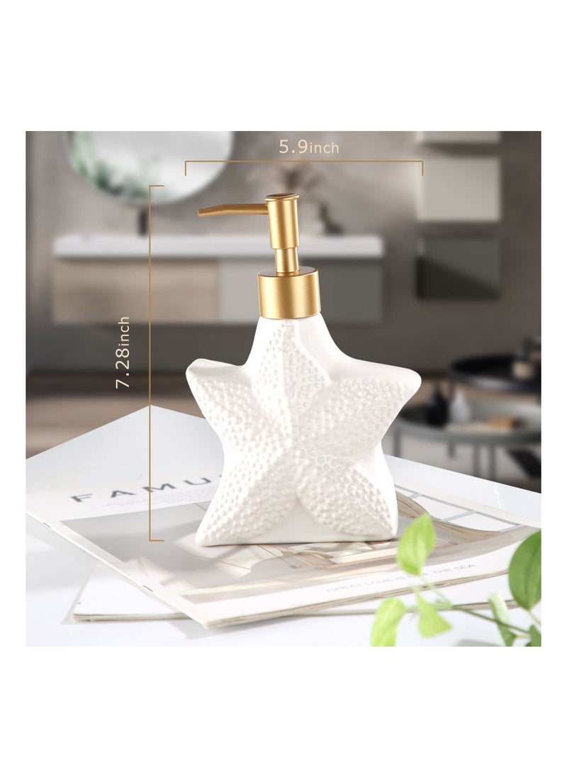 12 oz Classic Marble Ceramic Soap Dispenser for Kitchen and Bathroom, Pump Lotion Hand Soap, Dish Essential Oil,