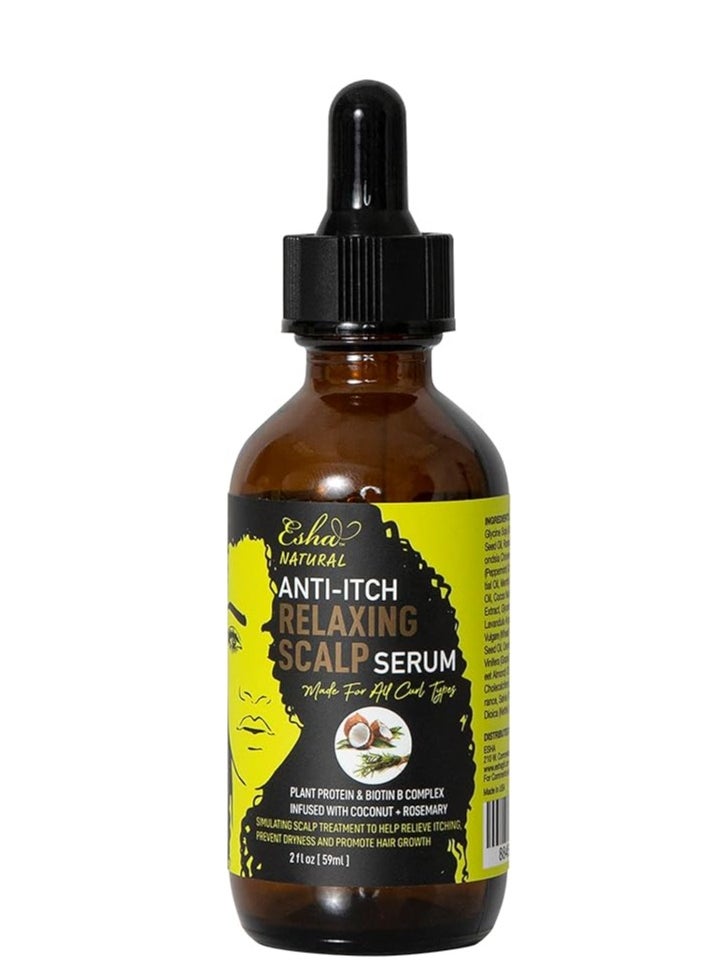 Esha Girl Natural | Anti-Itch Growth Scalp Serum | Especially for Curly Hair | Plant Protein & Biotin B Complex Infused with Coconut & Rosemary | 2 oz