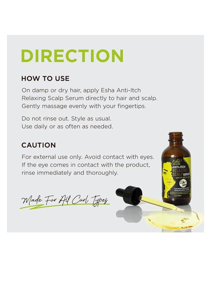 Esha Girl Natural | Anti-Itch Growth Scalp Serum | Especially for Curly Hair | Plant Protein & Biotin B Complex Infused with Coconut & Rosemary | 2 oz