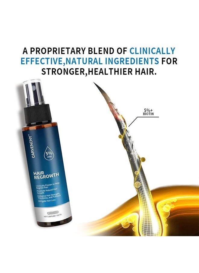Minoxidil Hair Regrowth Treatment,Hair Growth Serum 5% Minoxidil for Men and Women,Hair Regrowth Treatment for Stronger Thicker Longer Hair - With Biotin - Help to Stop Thinning and Loss Hair 3.38fl.oz/100ml