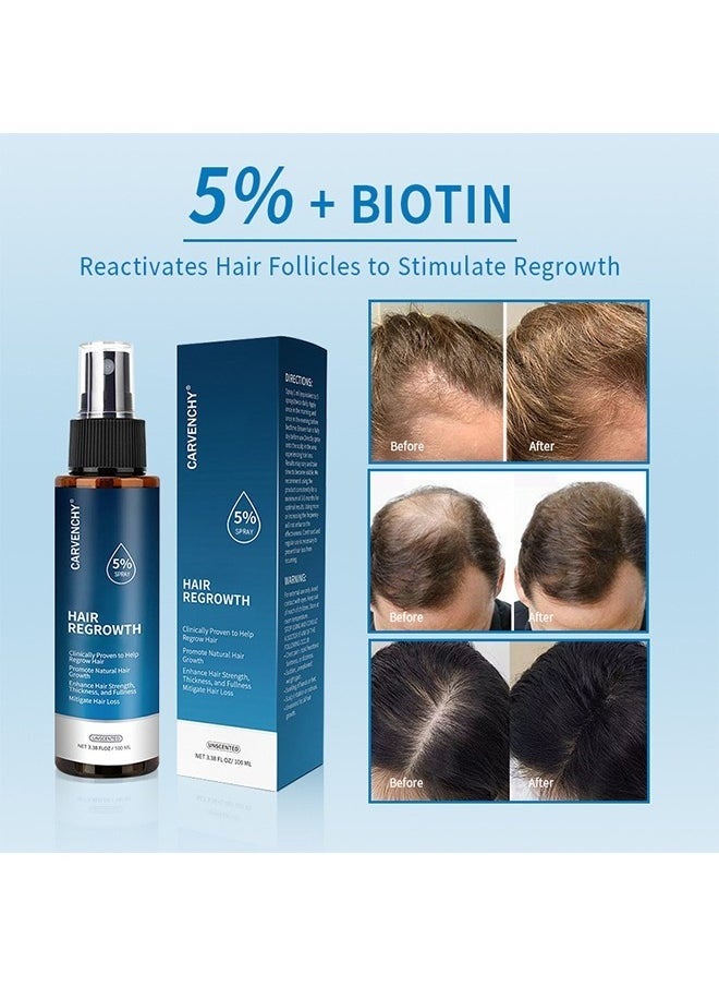 Minoxidil Hair Regrowth Treatment,Hair Growth Serum 5% Minoxidil for Men and Women,Hair Regrowth Treatment for Stronger Thicker Longer Hair - With Biotin - Help to Stop Thinning and Loss Hair 3.38fl.oz/100ml