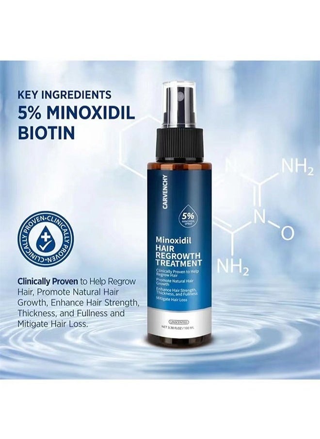 Minoxidil Hair Regrowth Treatment,Hair Growth Serum 5% Minoxidil for Men and Women,Hair Regrowth Treatment for Stronger Thicker Longer Hair - With Biotin - Help to Stop Thinning and Loss Hair 3.38fl.oz/100ml