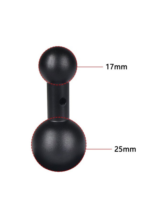 Aluminum Alloy 17/17.5mm Ball Head Bending Bracket Mobile Phone Flat Clip Live Car Sports Camera 1/4 Screw-Color:17-25mm Double Ball Head