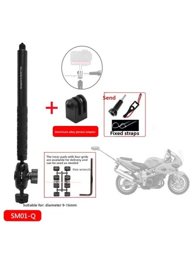 Motorcycle Bracket For Insta360one R X2 Panoramic Camera Invisible Selfie Stick Third Person Riding-Color:SM01-Q + Aluminum Alloy Pan/tilt Adapter