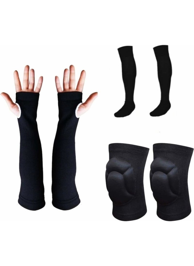 Volleyball Knee Pad Set 6 Pieces Knee Pad with Sleeve and Long Socks