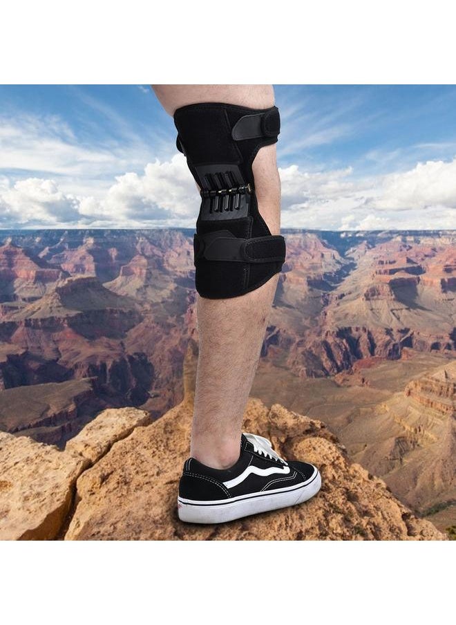 Spring Knee Pad Breathable Brace Protection Joint Strong Support Patella Stabilizer(White 1Pcs)