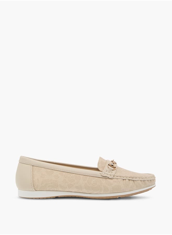 Women Monogram Slip-On Buckle Loafers