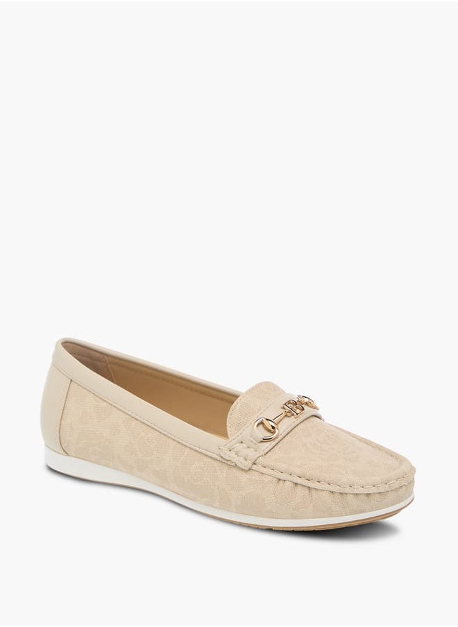 Women Monogram Slip-On Buckle Loafers